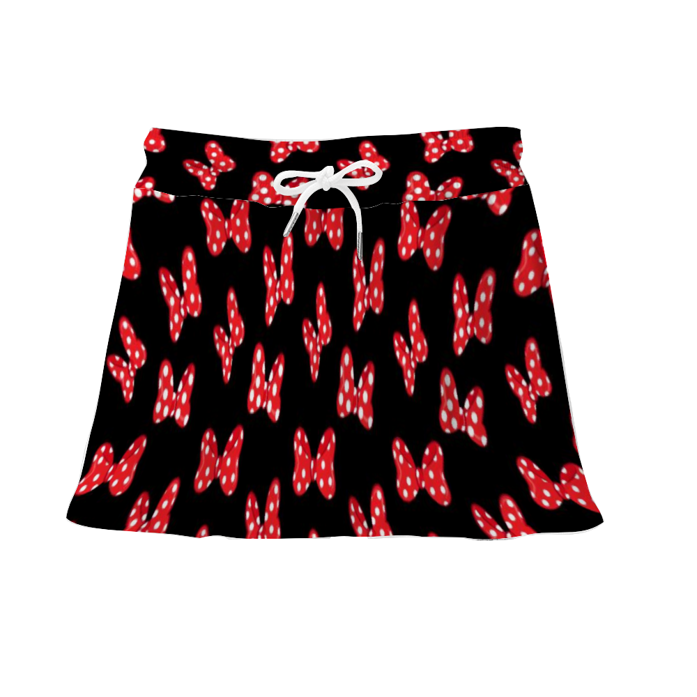 Polka Dot Bows Athletic Skirt With Built In Shorts
