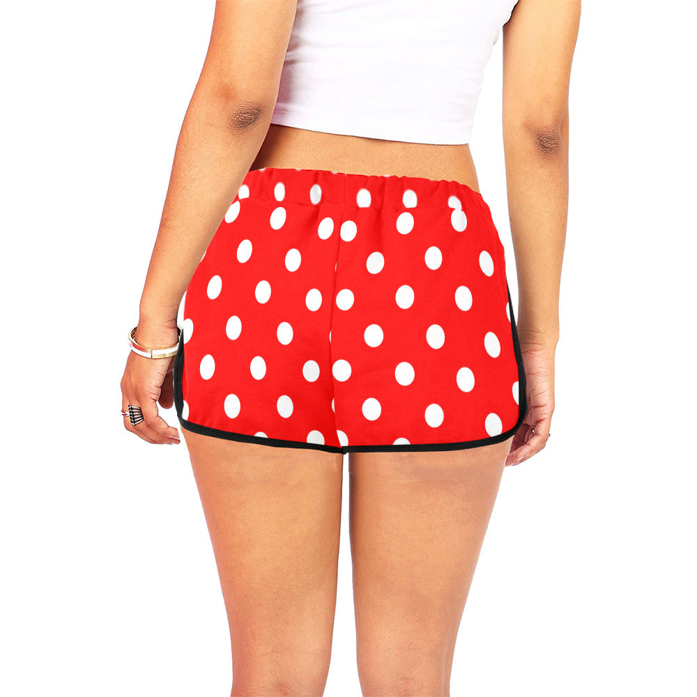 Red With White Polka Dots Women's Relaxed Shorts