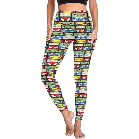Super Heroes Eyes Women's Athletic Leggings With Pockets