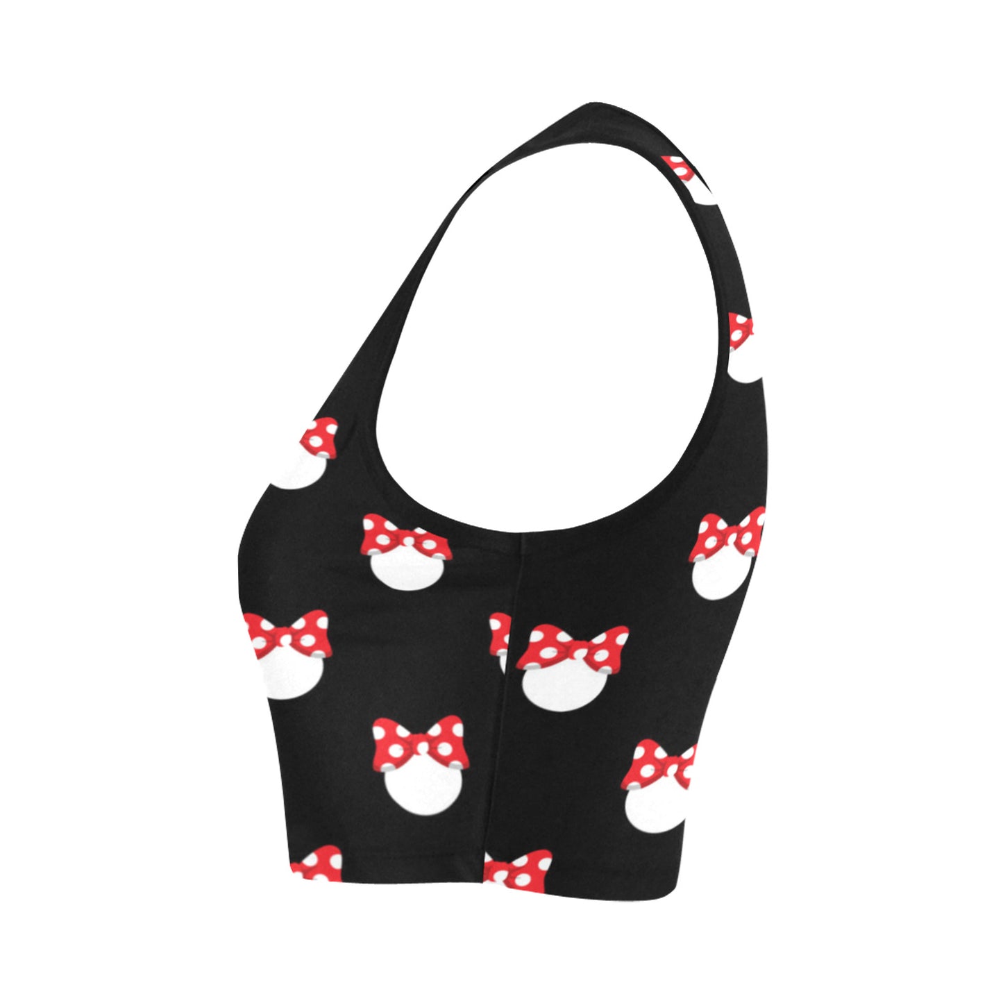 White Polka Dot Red Bow Women's Athletic Crop Top