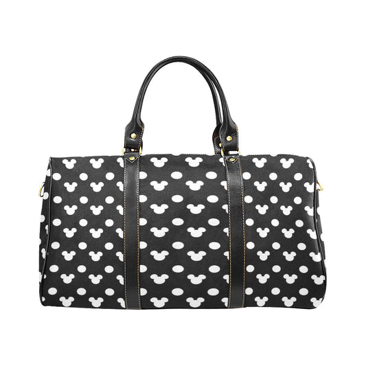 Black With White Mickey Polka Dots Waterproof Luggage Travel Bag