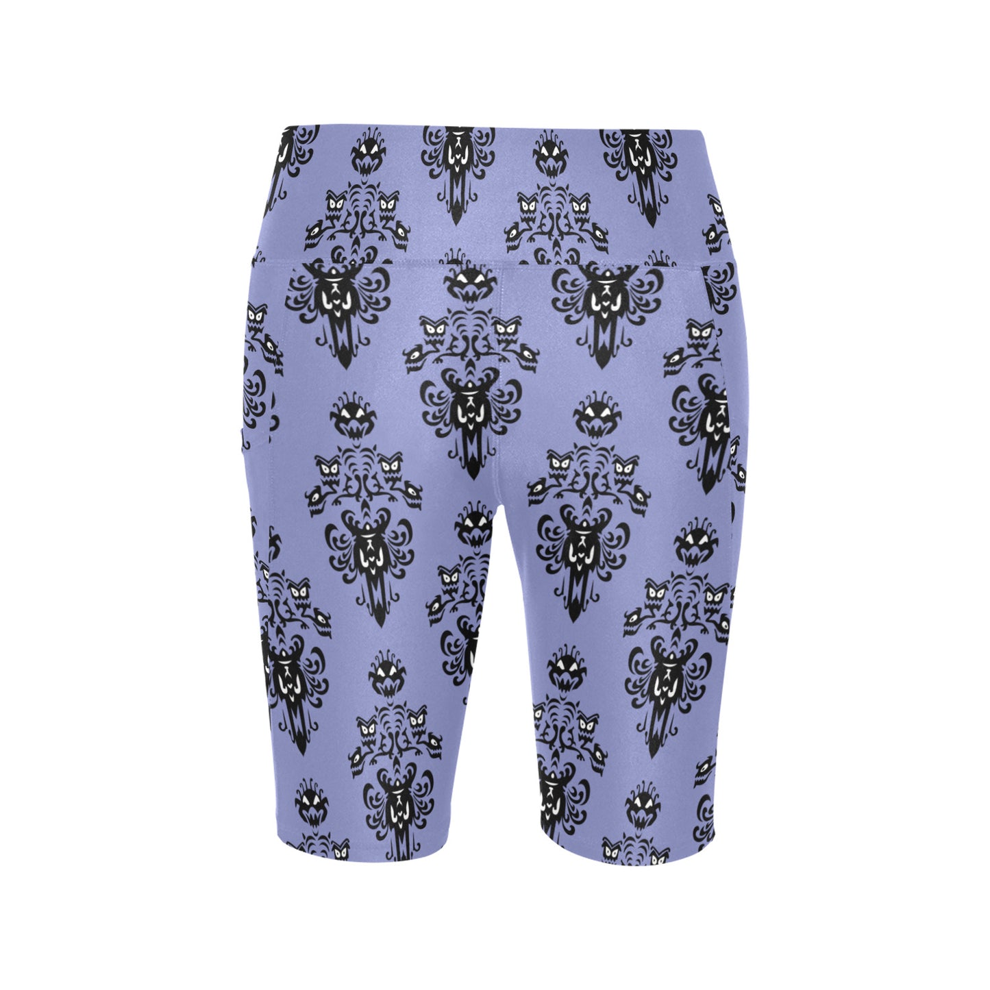 Haunted Mansion Wallpaper Women's Athletic Workout Half Tights Leggings With Side Pockets - Ambrie