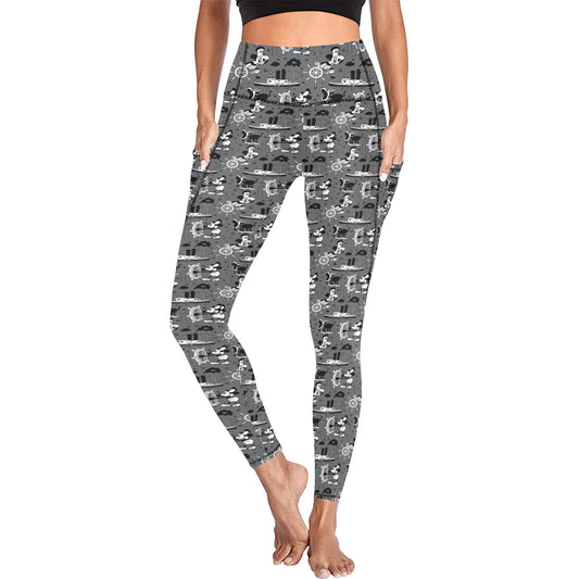 Steamboat Mickey Women's Athletic Leggings With Pockets