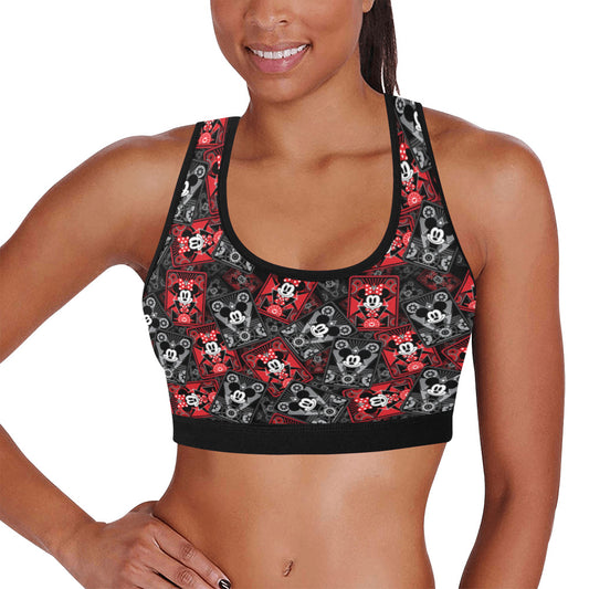 Steamboat Mickey And Minne Cards Women's Sports Bra