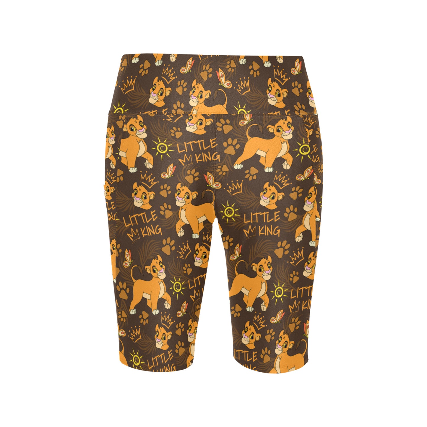 Disney Lion King Little King Women's Athletic Workout Half Tights Leggings With Side Pockets