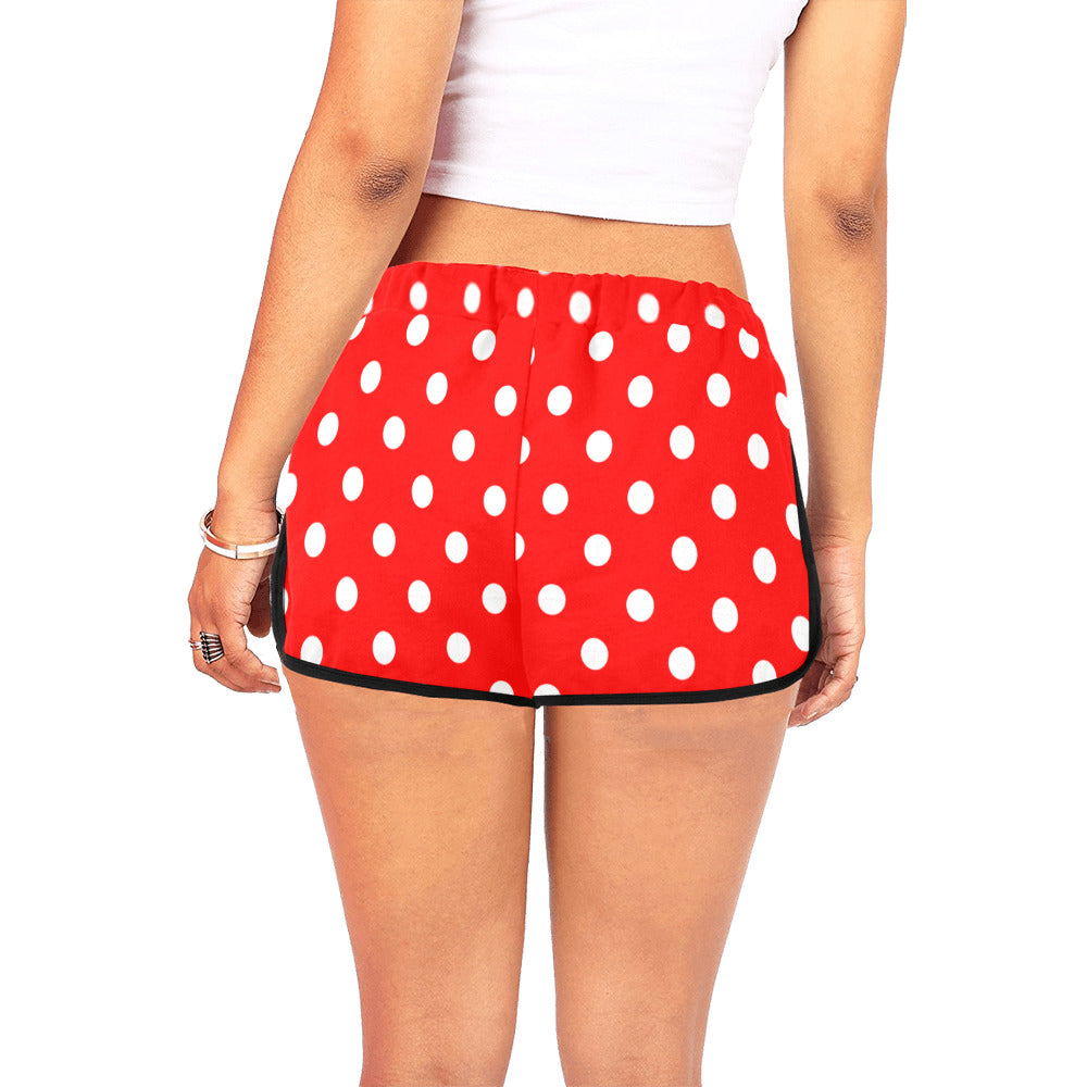 Red With White Polka Dots Women's Relaxed Shorts