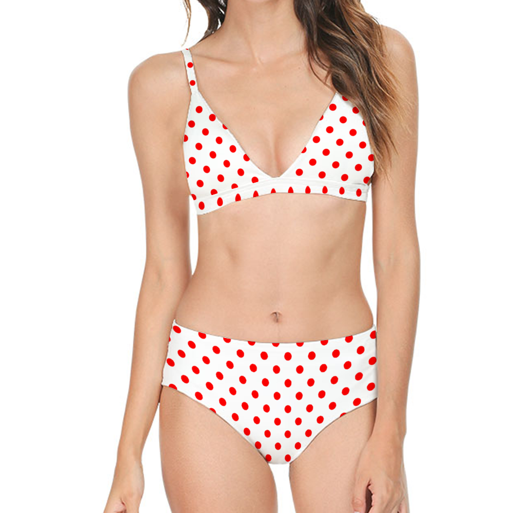 White With Red Polka Dots Women s One Piece Swimsuit