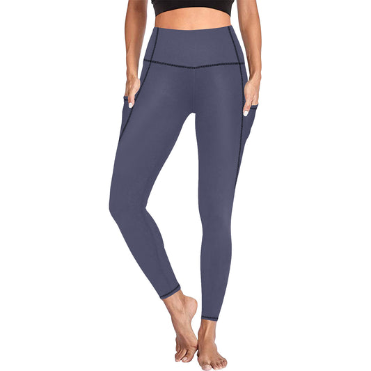 Navy Women's Athletic Leggings With Pockets