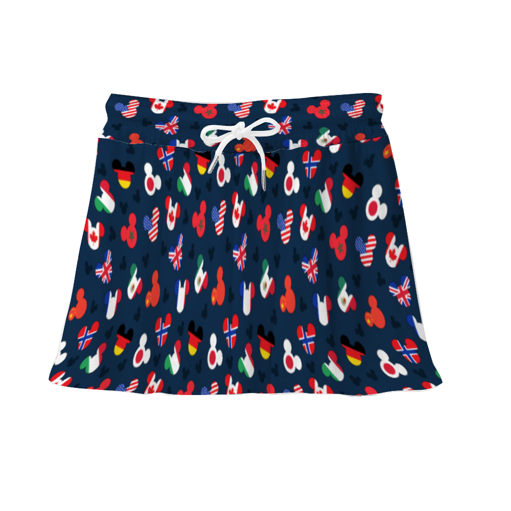 Mickey Flags Athletic Skirt With Built In Shorts