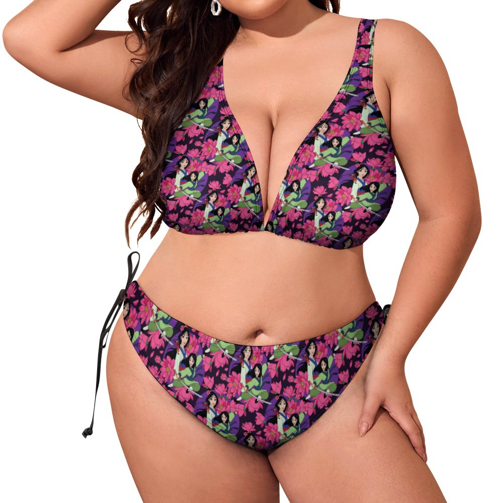 Disney Mulan Blooming Flowers Plus Size Women s Two Piece Bikini
