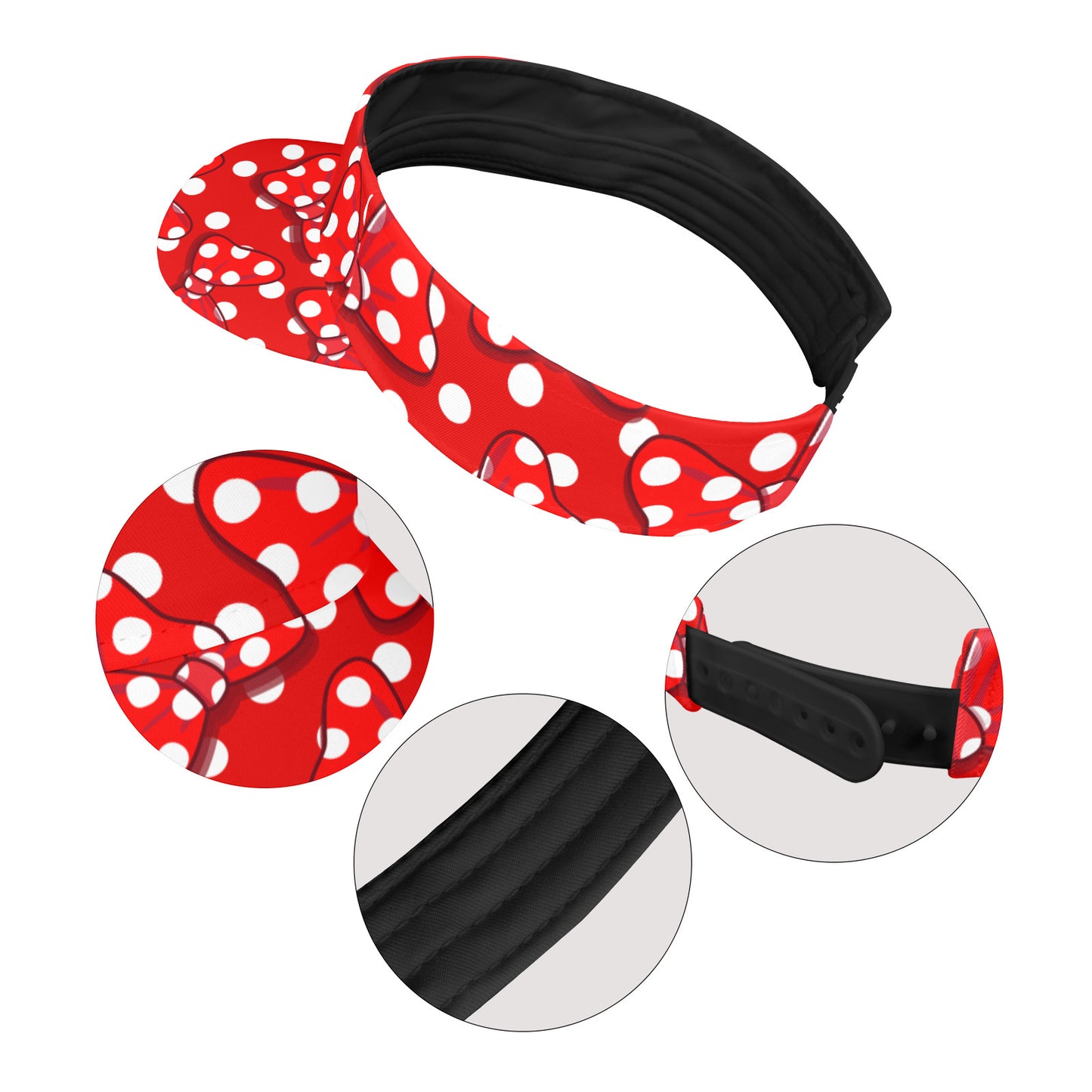 Red With White Polka Dot And Bows Athletic Visor