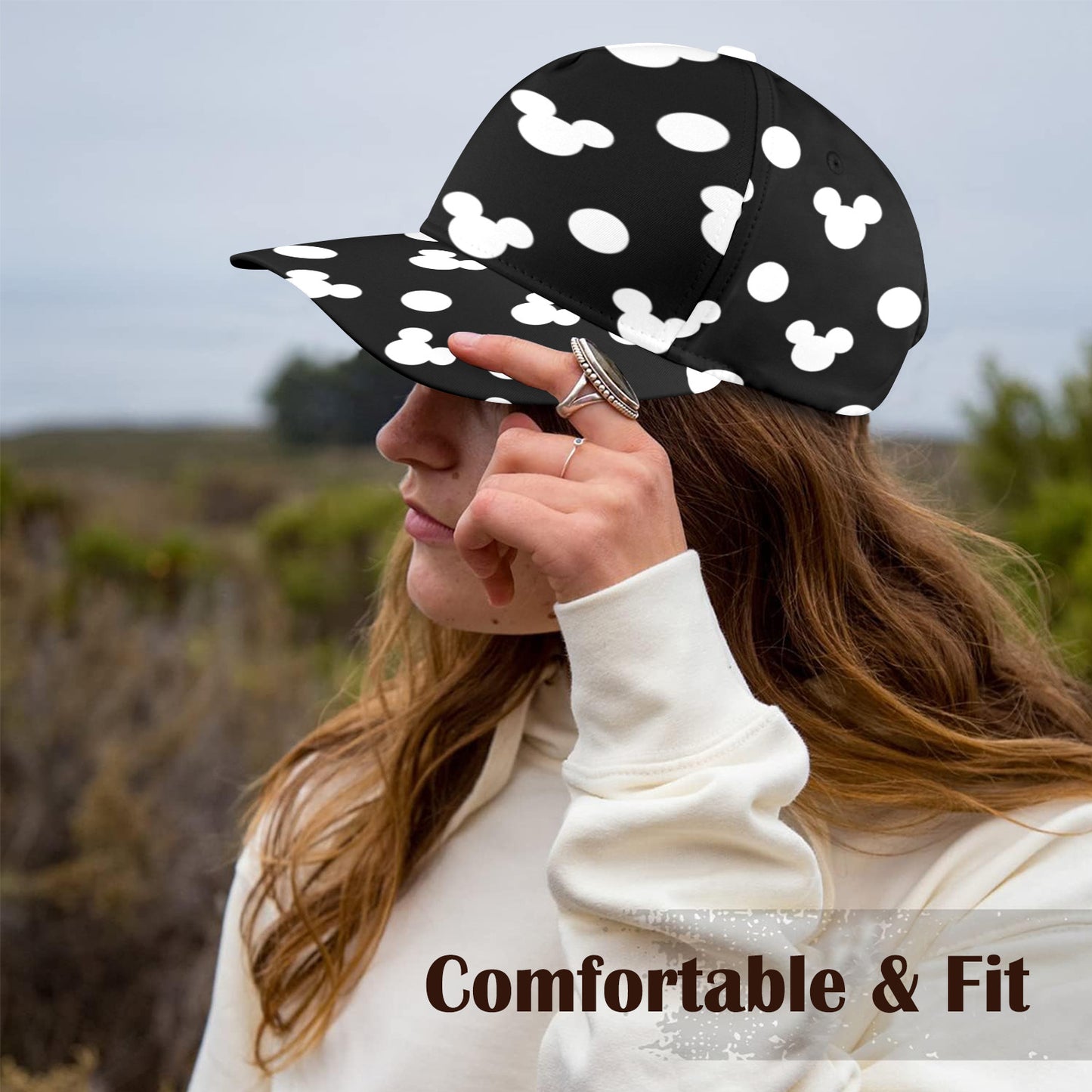 Black With White Mickey Polka Dots Hat