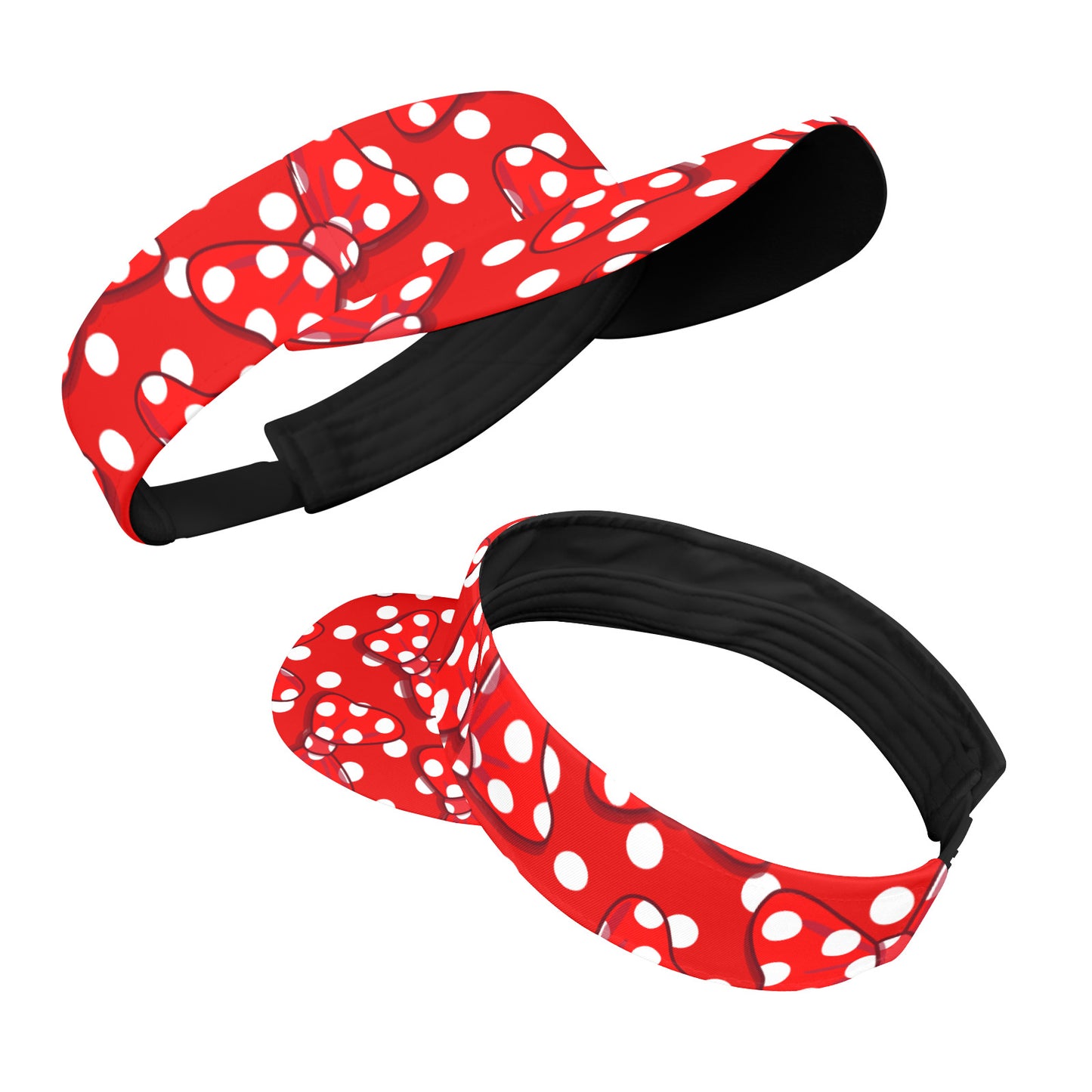 Red With White Polka Dot And Bows Athletic Visor