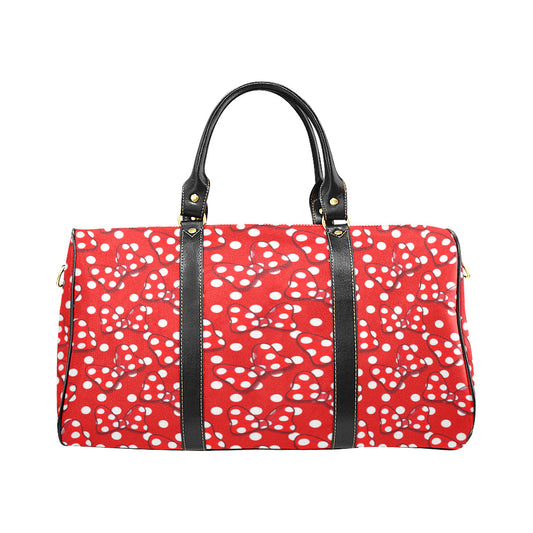 Red With White Polka Dot And Bows Waterproof Luggage Travel Bag