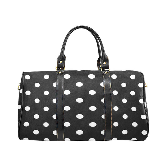 White With Black Polka Dots Waterproof Luggage Travel Bag