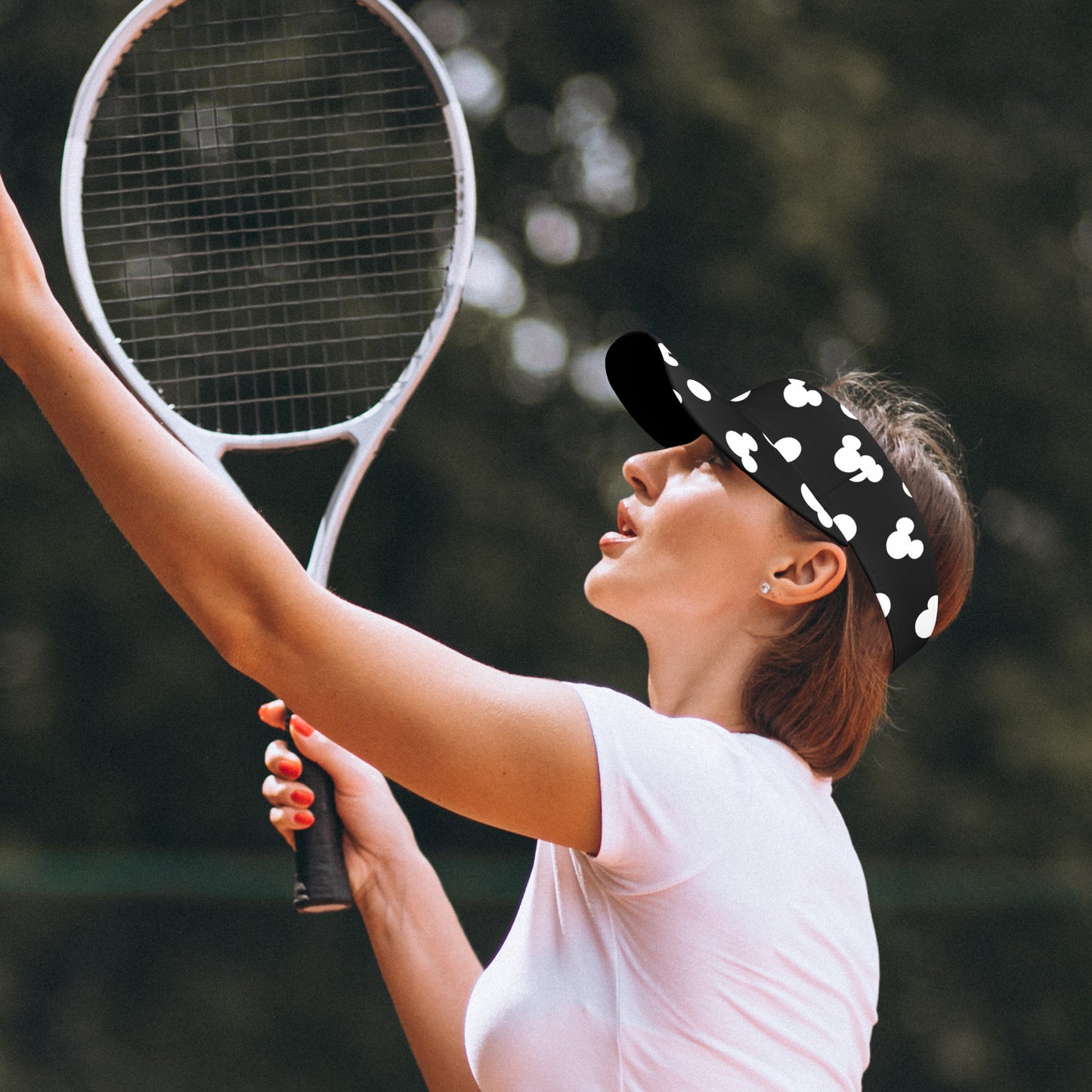Black With White Mickey Polka Dots Athletic Visor