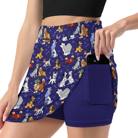 Dog Favorites Athletic A-Line Skirt With Pocket Solid Shorts