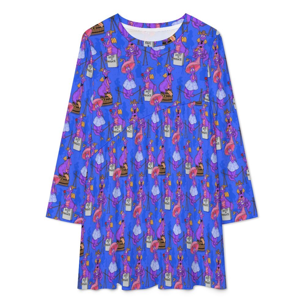 Haunted Mansion Figment Long Sleeve Patchwork T-shirt Dress