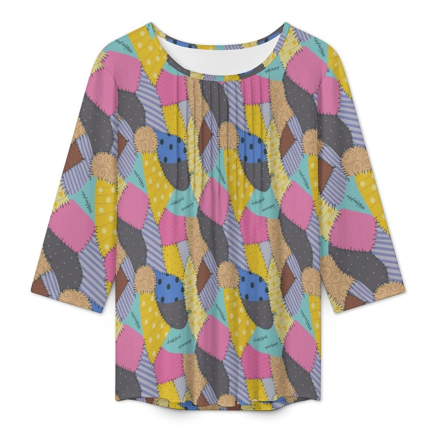 Sally's Dress Women's 3/4 Sleeve Pleated Tunic Top - Ambrie