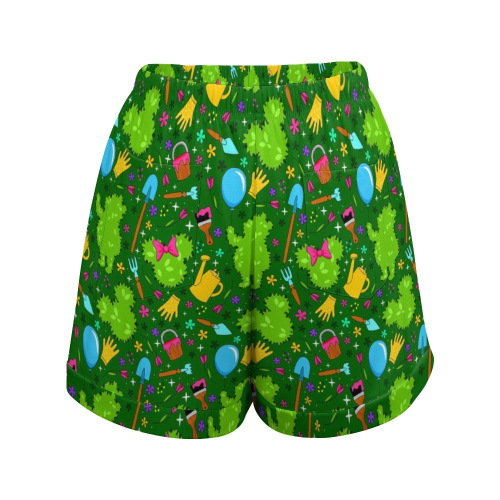 Flower And Garden Women's High-Waisted Loose Shorts With Pockets