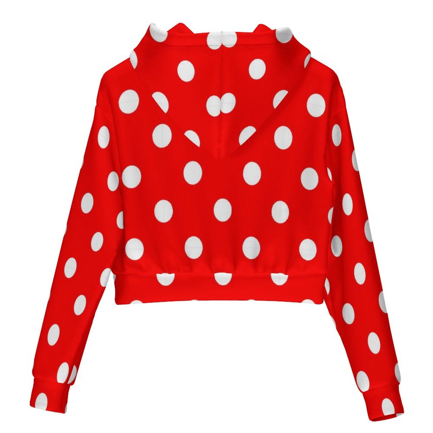Red With White Polka Dots Women's Cropped Hoodie