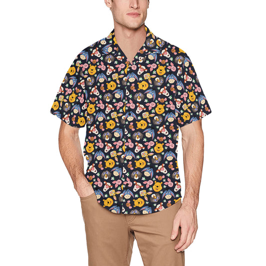 Hunred Acre Wood Friends Hawaiian Shirt With Chest Pocket