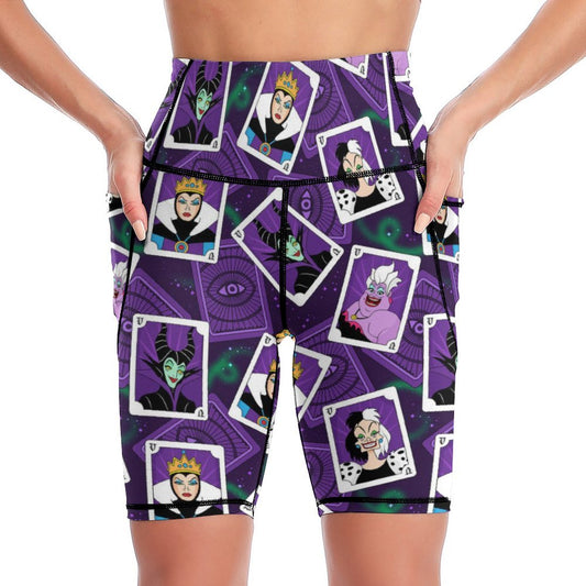 Villain Cards Women's Knee Length Athletic Yoga Shorts With Pockets