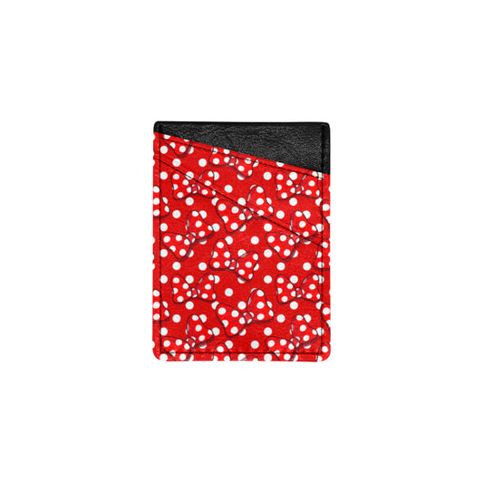 Red With White Polka Dot And Bows Cell Phone Card Holder
