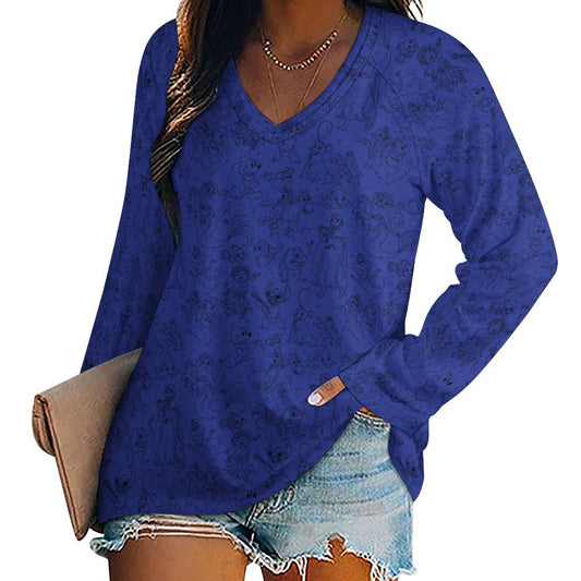 Sketches Long Sleeve Loose V-Neck Tee
