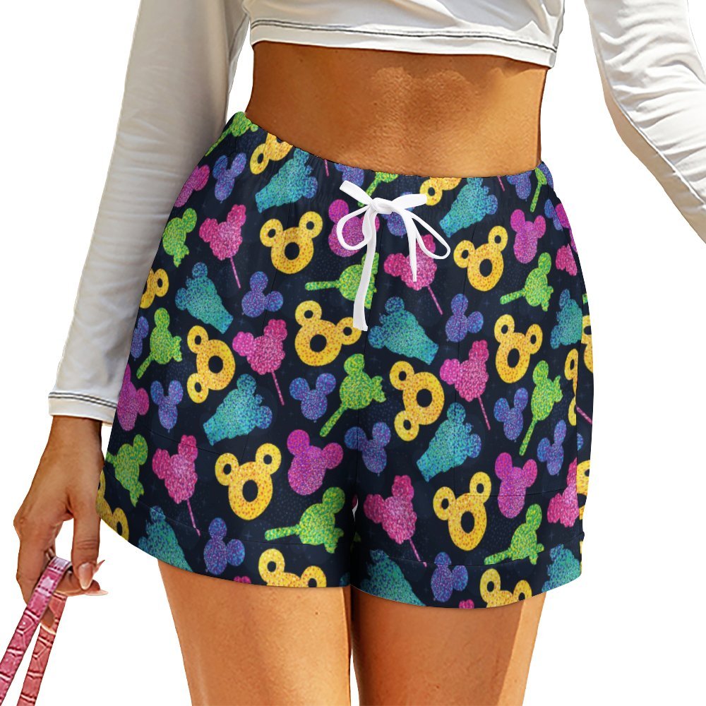 Glitter Park Snacks Women's High-Waisted Loose Shorts With Pockets