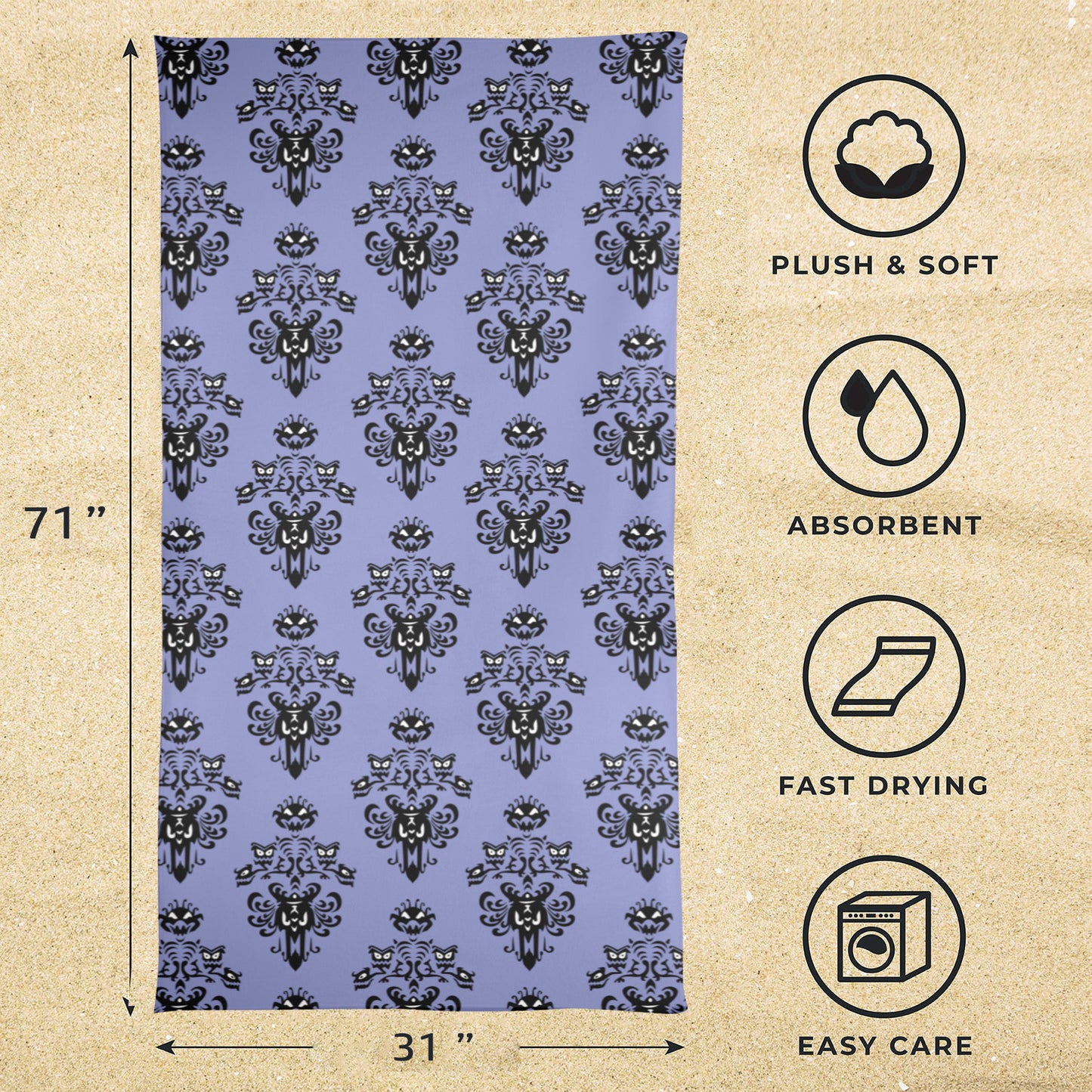 Haunted Mansion Wallpaper Beach Towel