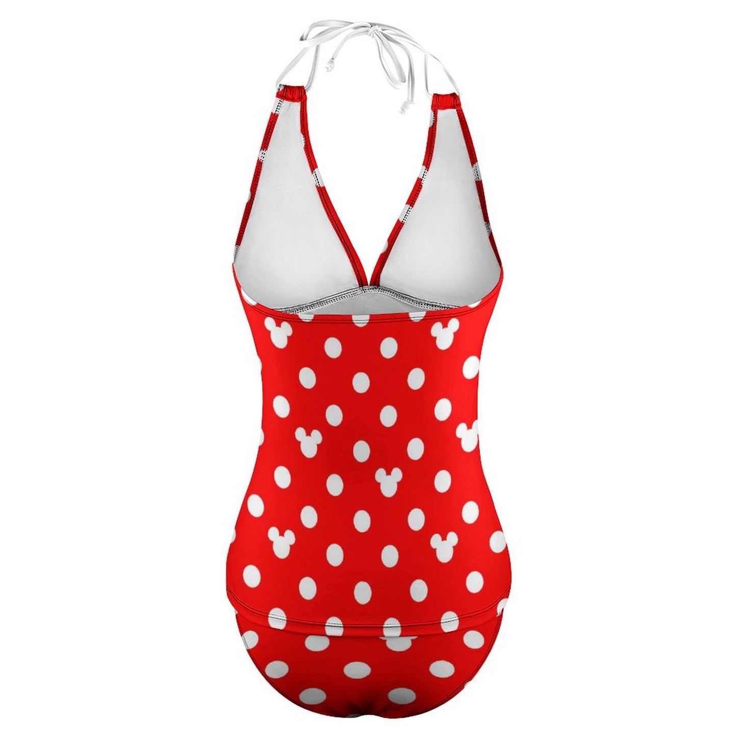 Red With White Mickey Polka Dots Women's Split Swimsuit