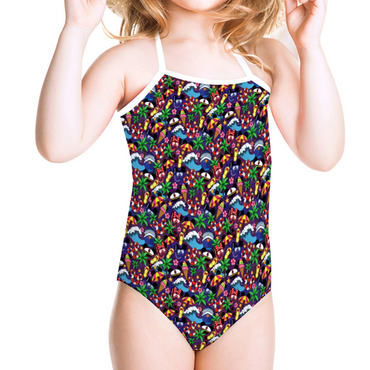 Mickey And Minnie Cruise Girl's Halter One Piece Swimsuit