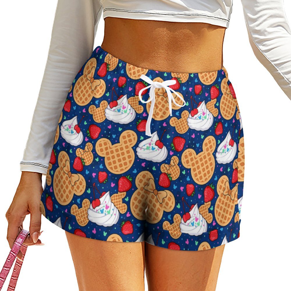 Waffles Women's High-Waisted Loose Shorts With Pockets - Ambrie