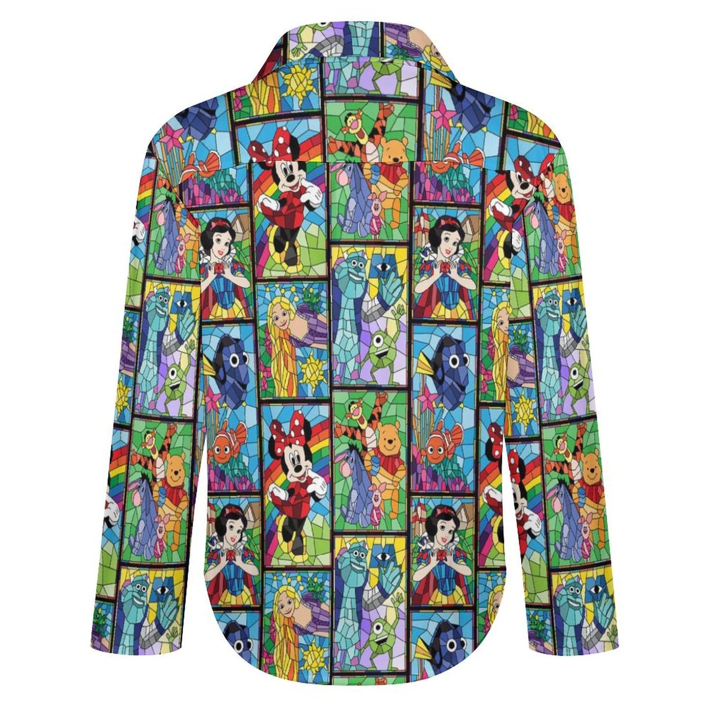 Stained Glass Characters Long Sleeve Button Up Blouse