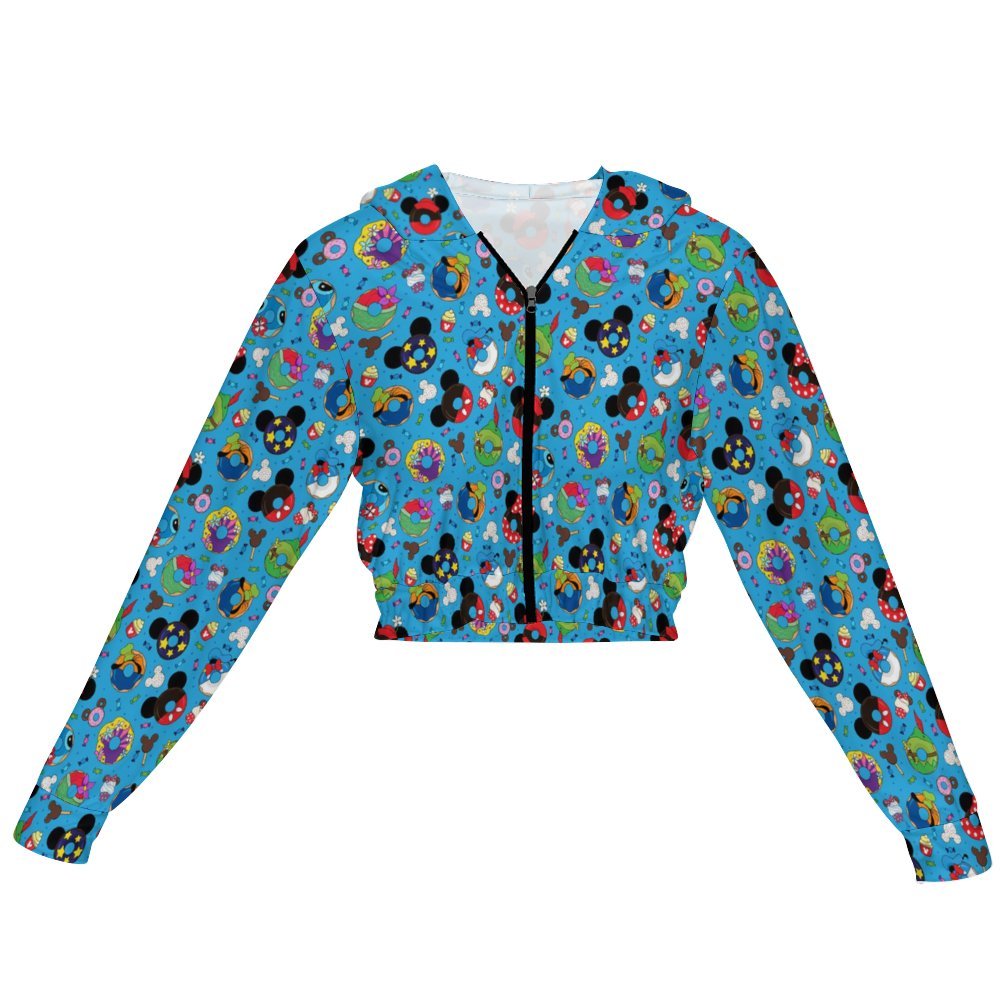 Character Donuts Women's Cropped Zipper Jacket