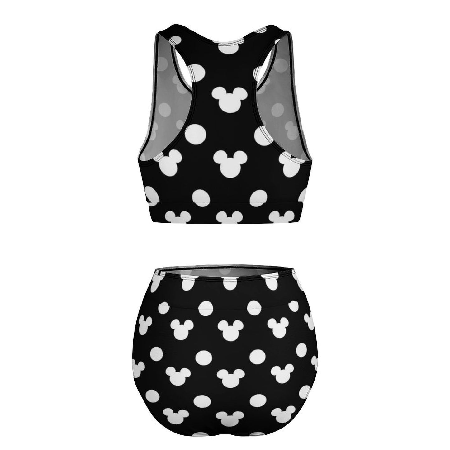 Black With White Mickey Polka Dots Women's Bikini Swimsuit