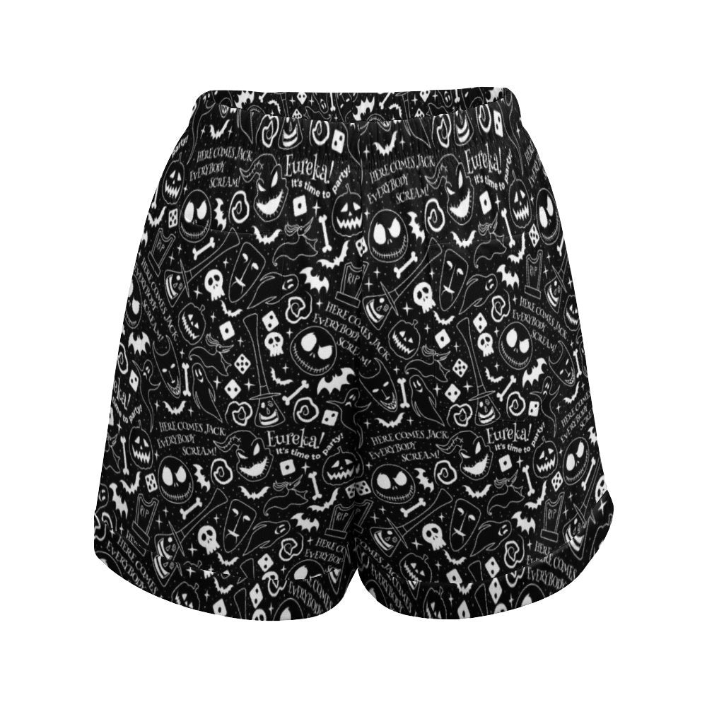 Everybody Scream Women's High-Waisted Loose Shorts With Pockets