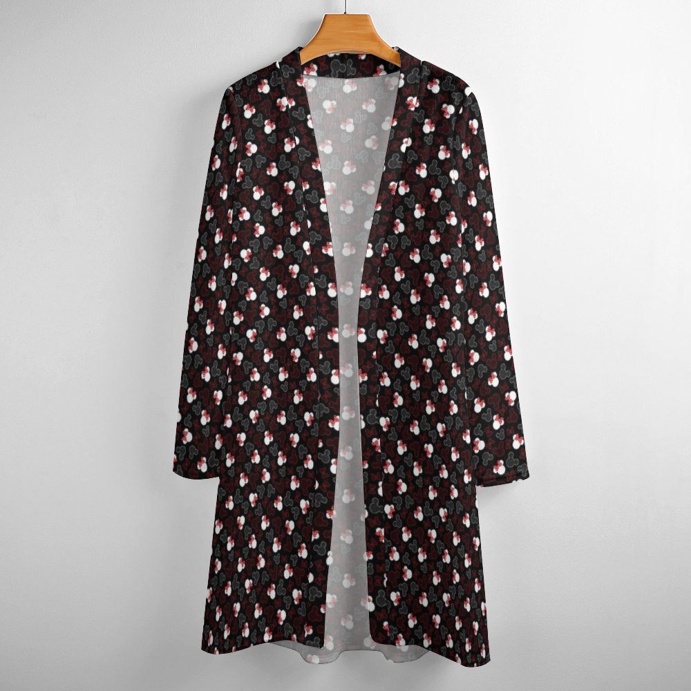 Mickey And Minnie Dots Women's Mid-Length Cardigan