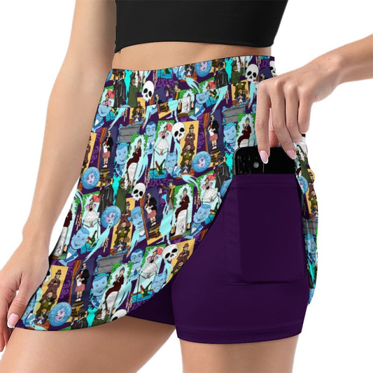 Haunted Mansion Favorites Athletic A-Line Skirt With Pocket Solid Shorts