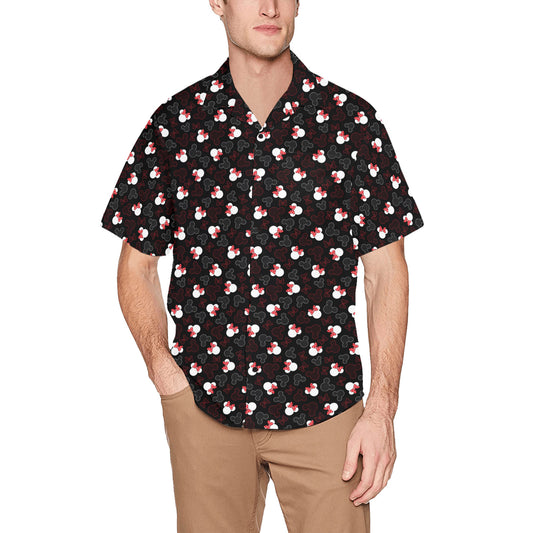 Mickey And Minnie Dots Hawaiian Shirt With Chest Pocket