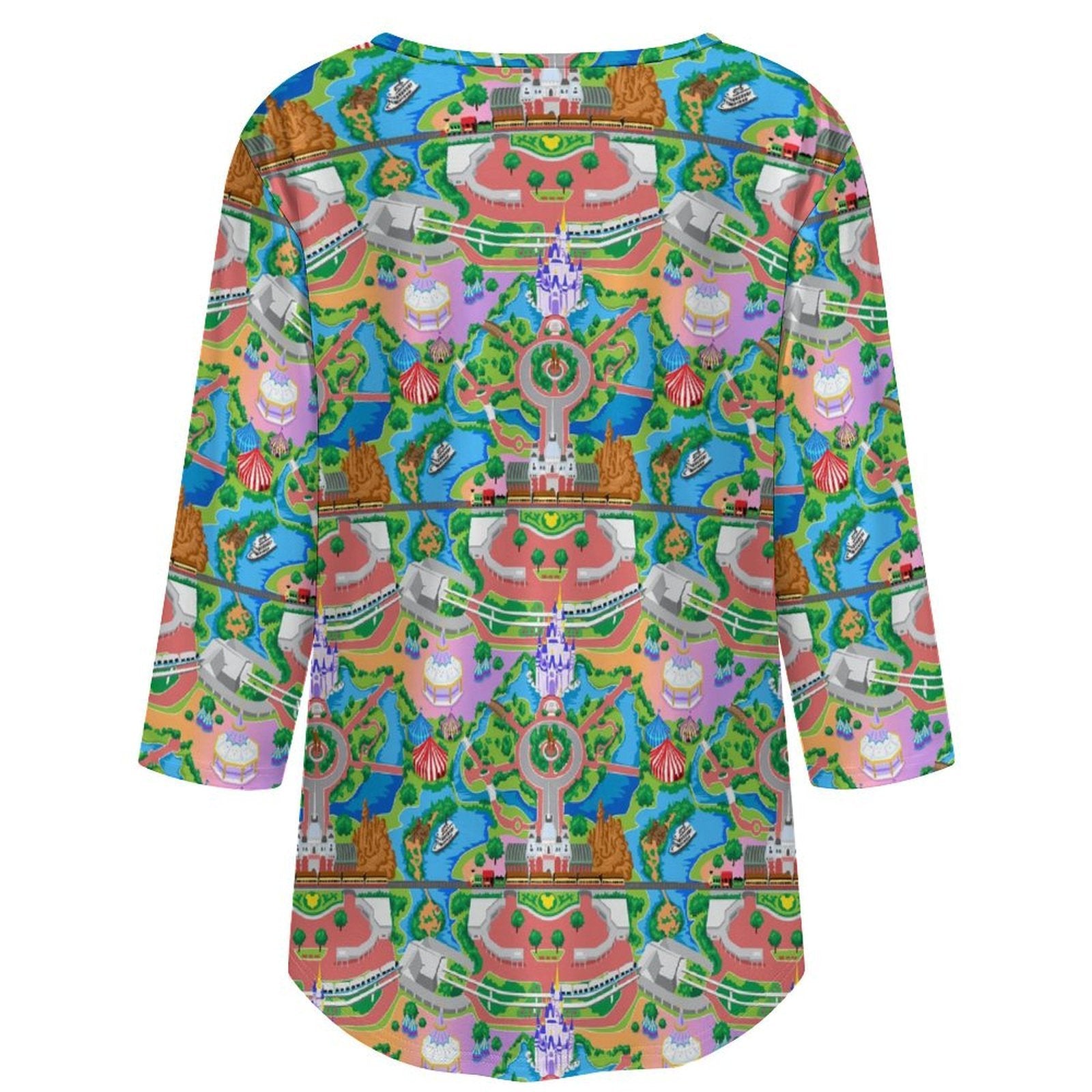 Park Map Women's 3/4 Sleeve Pleated Tunic Top - Ambrie