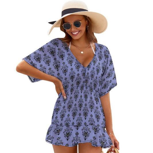 Haunted Mansion Wallpaper Women's Swimsuit Coverup