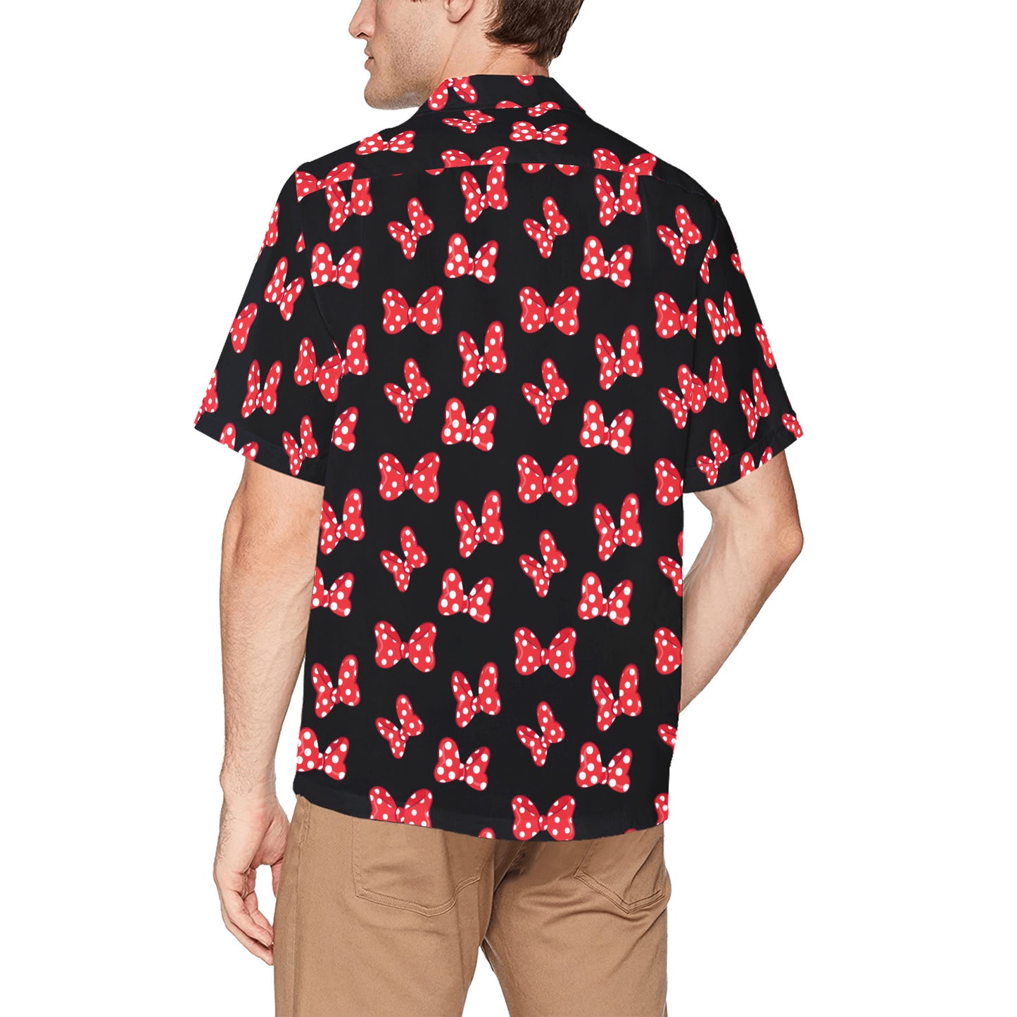 Polka Dot Bows Hawaiian Shirt With Chest Pocket