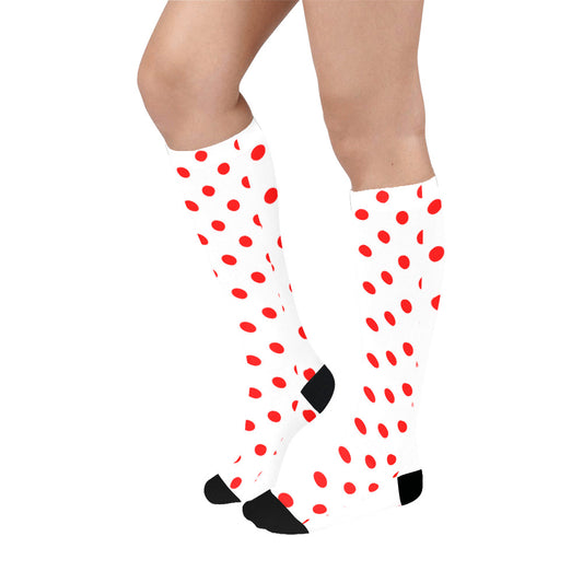 White With Red Polka Dots Over-The-Calf Socks