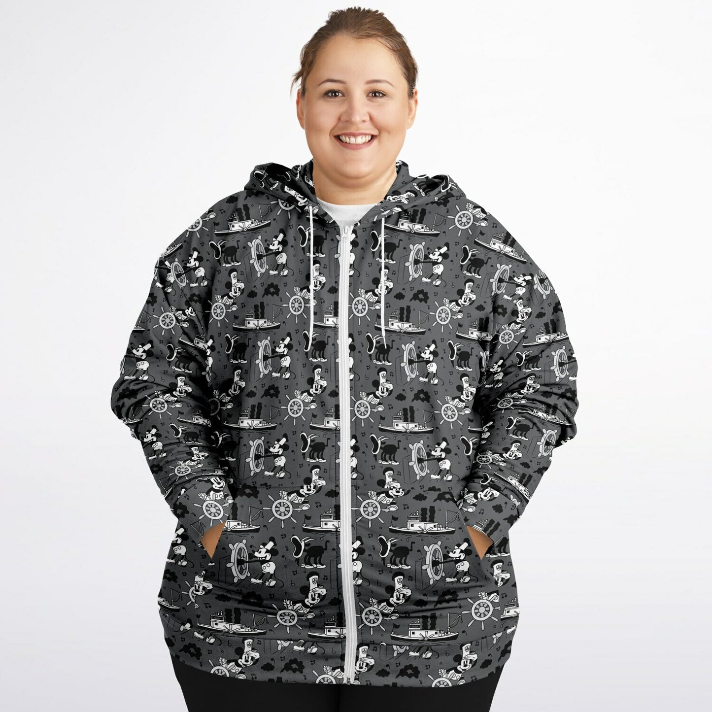 Steamboat Mickey Plus-size Unisex Zip Hoodie