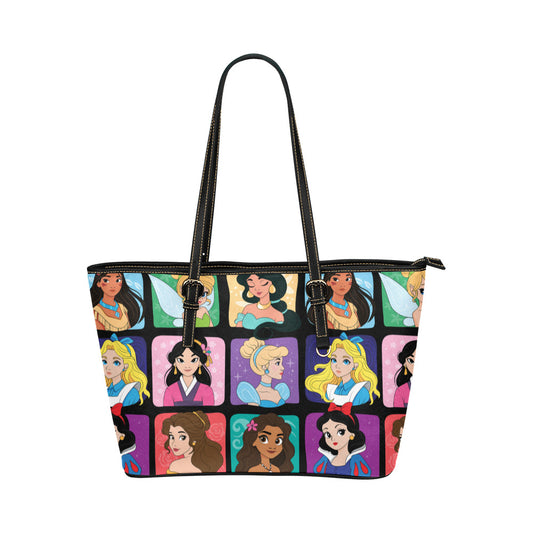 Princess Portraits Leather Tote Bag