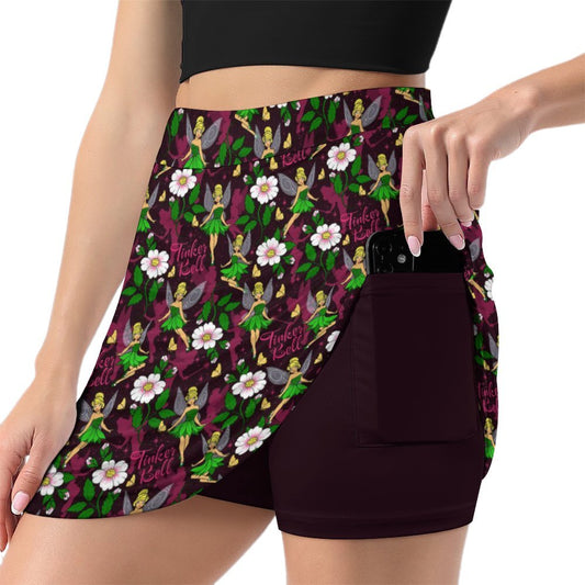 Tinker Bell Athletic A-Line Skirt With Pocket Solid Shorts