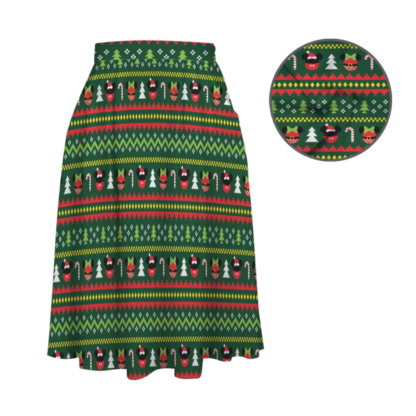Christmas Sweater Elastic Waist Midi Skirt With Pockets