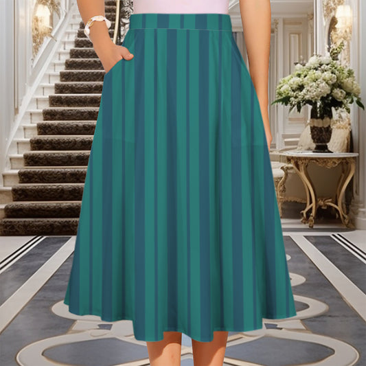 Haunted Mansion Skirt Elastic Waist Midi Skirt With Pockets